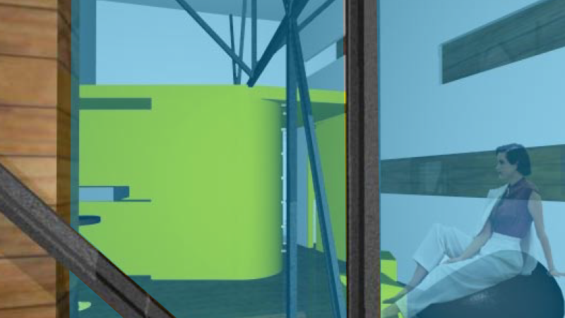 p tiny house dans une structure métallique existante