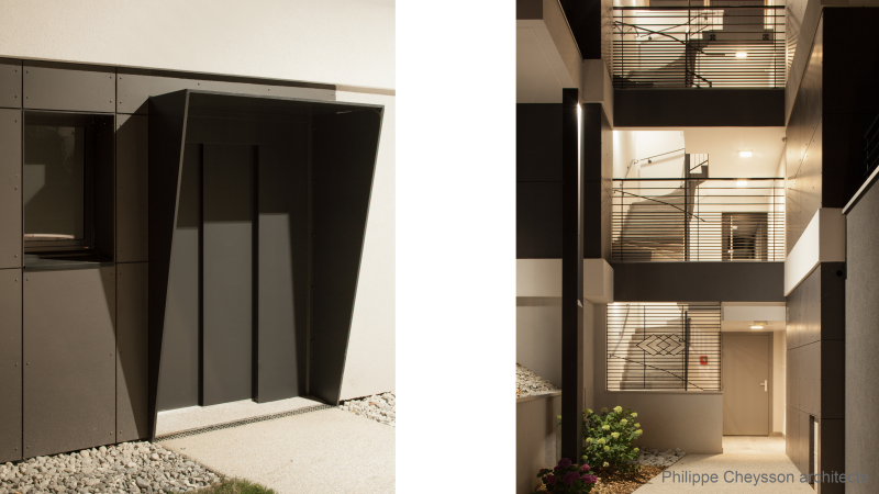 tn porche contemporain et grille sur escalier